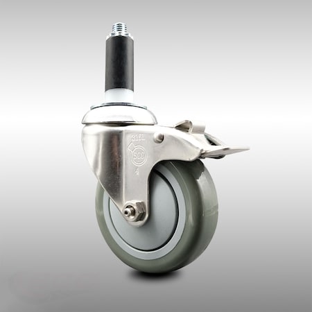 Service Caster 4 Inch 316SS Gray Poly Swivel 1 Inch Expanding Stem Caster Lock Brake SCC SCC-SS316TTLEX20S414-PPUB-1